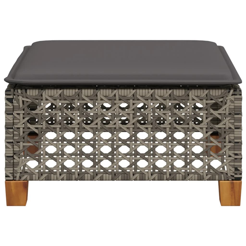 vidaXL Garden Stool with Cushion Grey 63.5x56x32 cm Poly Rattan