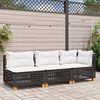 vidaXL Garden Sofa with Cushions 3-Seater Black Poly Rattan