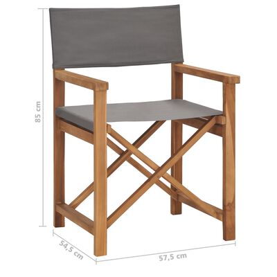 vidaXL Director's Chair Solid Teak Wood Grey, grey vidaXL Director's Chair Solid Teak Wood Grey