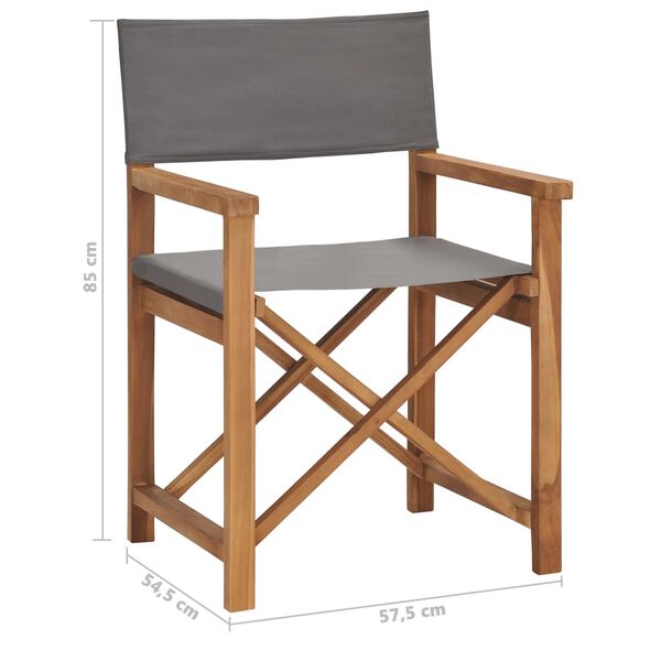 vidaXL Director's Chair Solid Teak Wood Grey