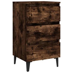 vidaXL Bed Cabinet with Metal Legs Smoked Oak 40x35x69 cm