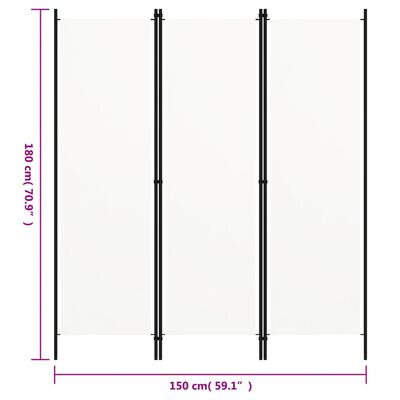 vidaXL 3-Panel Room Divider White 150x180 cm, white vidaXL 3-Panel Room Divider White 150x180 cm