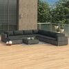 vidaXL 9 Piece Garden Lounge Set with Cushions Poly Rattan Grey
