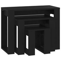 vidaXL Nesting Tables 3 pcs Black Engineered Wood, black vidaXL Nesting Tables 3 pcs Black Engineered Wood