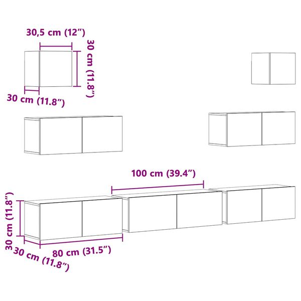 vidaXL 7 Piece TV Cabinet Set White Engineered Wood