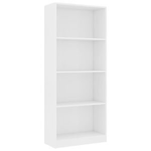 vidaXL 4-Tier Book Cabinet White 60x24x142 cm Engineered Wood