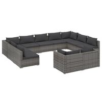 vidaXL 11 Piece Garden Lounge Set with Cushions Grey Poly Rattan
