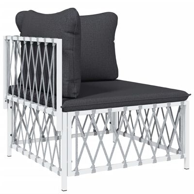 vidaXL 10 Piece Garden Lounge Set with Cushions White Steel, white vidaXL 10 Piece Garden Lounge Set with Cushions White Steel