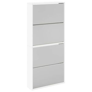vidaXL Shoe Cabinet 4-Layer Mirror White 63x17x134 cm