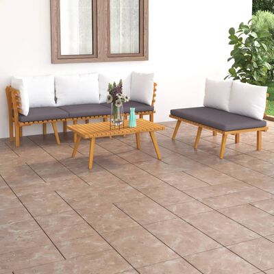 vidaXL 5 Piece Garden Lounge Set with Cushions Solid Wood Acacia,  vidaXL 5 Piece Garden Lounge Set with Cushions Solid Wood Acacia