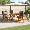 vidaXL 5 Piece Garden Dining Set Solid Wood Acacia and Textilene
