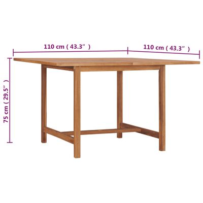 vidaXL Garden Dining Table 110x110x75 cm Solid Wood Teak,  vidaXL Garden Dining Table 110x110x75 cm Solid Wood Teak