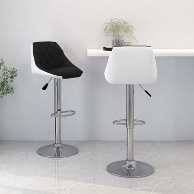 vidaXL Bar Stools 2 pcs Black and White Faux Leather, black and white vidaXL Bar Stools 2 pcs Black and White Faux Leather