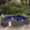 vidaXL 12 Piece Garden Lounge Set with Cushions Grey Poly Rattan