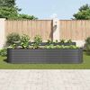 vidaXL Garden Raised Bed 400x80x81 cm Galvanised Steel Grey