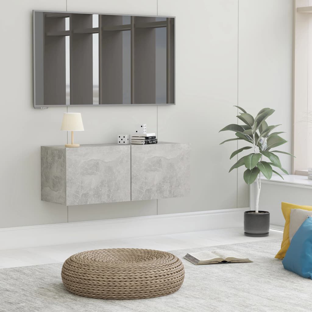 vidaXL TV Cabinet Concrete Grey 80x30x30 cm Engineered Wood