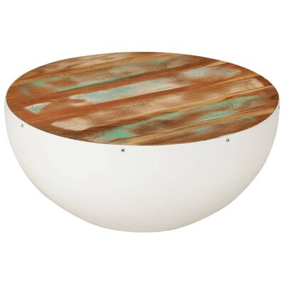 vidaXL Bowl-shaped Coffee Table White Ø50x24 cm Solid Wood Reclaimed