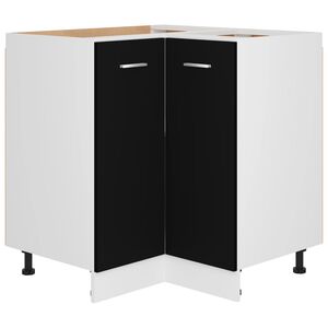 vidaXL Corner Bottom Cabinet | Black | Engineered Wood | Medium