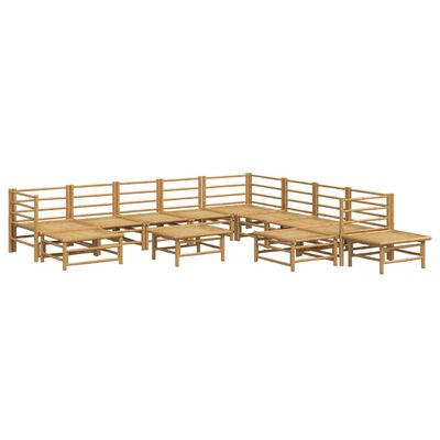 vidaXL 12 Piece Garden Lounge Set with Light Grey Cushions Bamboo,  vidaXL 12 Piece Garden Lounge Set with Light Grey Cushions Bamboo