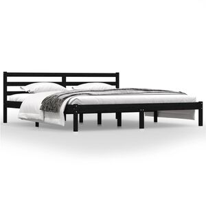 vidaXL Bed Frame without Mattress 180x200cm Black Super King Size