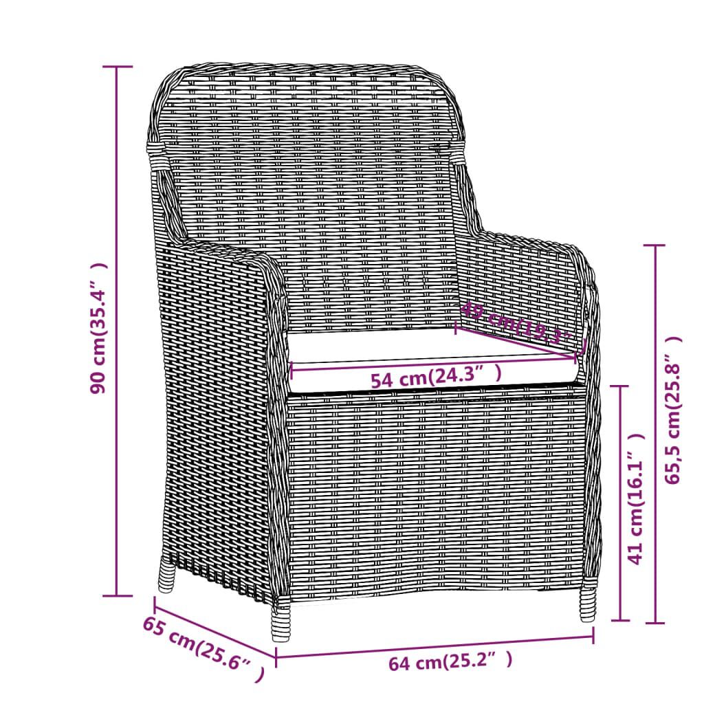 vidaXL 3 Piece Garden Dining Set with Cushions Black