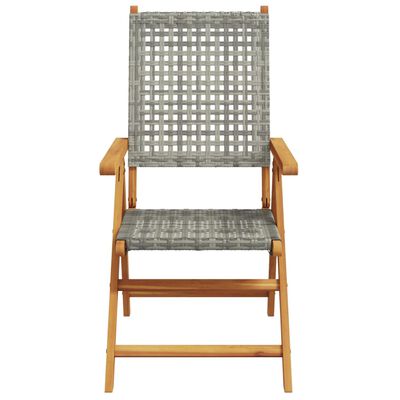 vidaXL Garden Chairs 2 pcs Grey Solid Wood Acacia and Poly Rattan, grey vidaXL Garden Chairs 2 pcs Grey Solid Wood Acacia and Poly Rattan