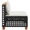 vidaXL Garden Sofa Armless with Cushions Black Poly Rattan