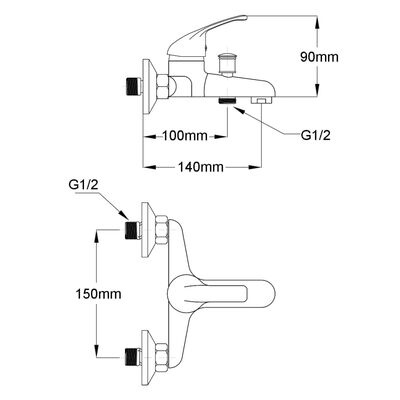 vidaXL Mixer Showers 2 pcs,  vidaXL Mixer Showers 2 pcs