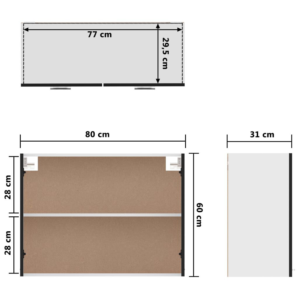 vidaXL Hanging Cabinet Lyon Black 80x31x60 cm Engineered Wood