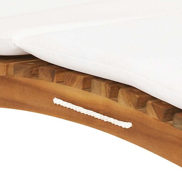 vidaXL Folding Sun Lounger with Cream White Cushion Solid Teak Wood