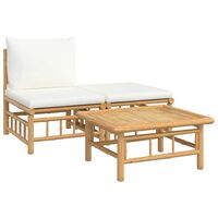vidaXL 3 Piece Garden Lounge Set with Cream White Cushions Bamboo, cream vidaXL 3 Piece Garden Lounge Set with Cream White Cushions Bamboo