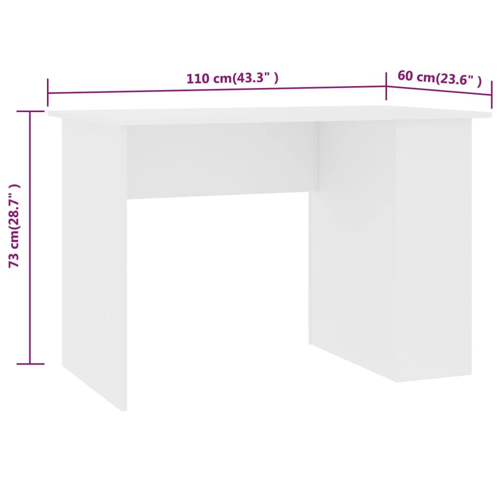 vidaXL Desk White 110x60x73 cm Engineered Wood
