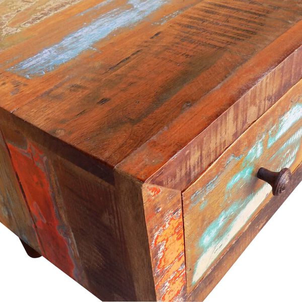 vidaXL Coffee Table with Curved Edge 1 Drawer Reclaimed Wood