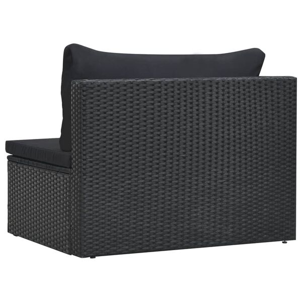 vidaXL 5 Piece Garden Lounge Set with Cushions Poly Rattan Black