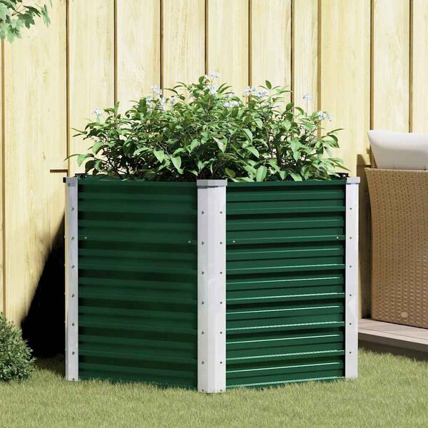 vidaXL Garden Raised Bed Galvanised Steel 129x129x77 cm Green