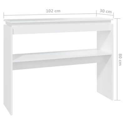 vidaXL Console Table White 102x30x80 cm Engineered Wood, white vidaXL Console Table White 102x30x80 cm Engineered Wood