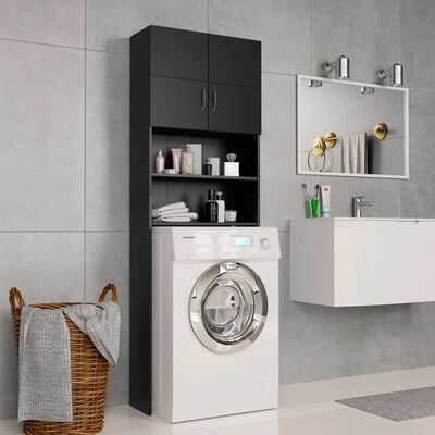 vidaXL Washing Machine Cabinet Black 64x25.5x190 cm Engineered Wood, black vidaXL Washing Machine Cabinet Black 64x25.5x190 cm Engineered Wood