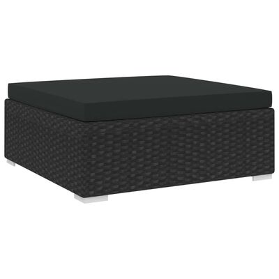 vidaXL Sectional Footrest 1 pc with Cushion Poly Rattan Black, black vidaXL Sectional Footrest 1 pc with Cushion Poly Rattan Black