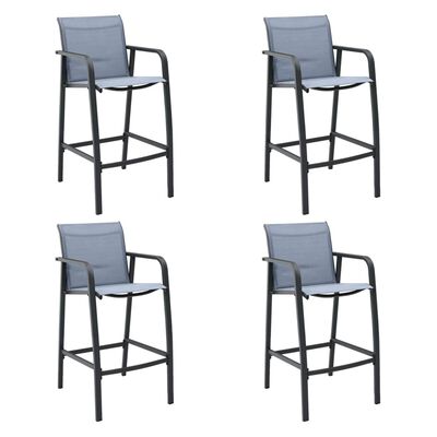 vidaXL Garden Bar Chairs 4 pcs Grey Textilene, grey vidaXL Garden Bar Chairs 4 pcs Grey Textilene