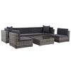 vidaXL 7 Piece Garden Lounge Set with Cushions Poly Rattan Grey