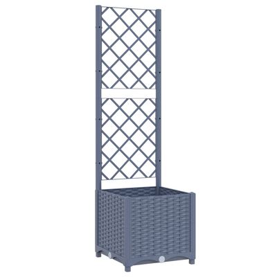 vidaXL Garden Planter with Trellis Blue Grey 40x40x136 cm PP