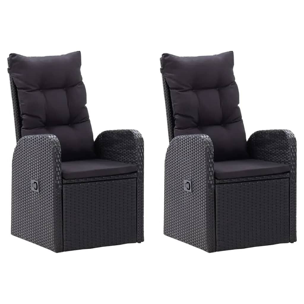 vidaXL 7 Piece Garden Dining Set with Cushions Black