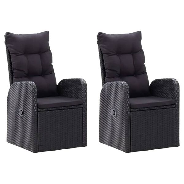 vidaXL 7 Piece Garden Dining Set with Cushions Black