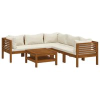 vidaXL 6 Piece Garden Lounge Set with Cream Cushion Solid Acacia Wood, cream vidaXL 6 Piece Garden Lounge Set with Cream Cushion Solid Acacia Wood