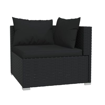 vidaXL 5 Piece Garden Lounge Set with Cushions Poly Rattan Black, black vidaXL 5 Piece Garden Lounge Set with Cushions Poly Rattan Black