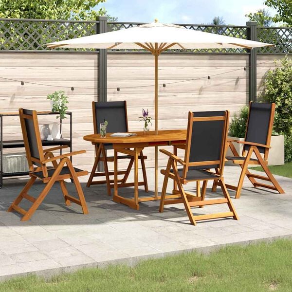 vidaXL 7 Piece Garden Dining Set Solid Wood Acacia and Textilene