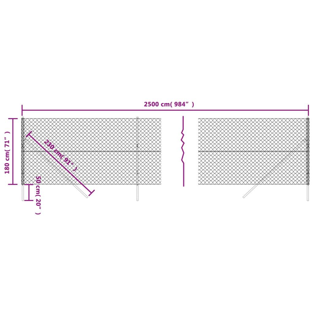 vidaXL Chain Link Fence Green 1.8x25 m