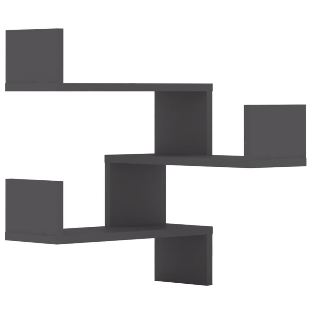 vidaXL Wall Corner Shelf 2 pcs Grey 40x40x50 cm Engineered Wood
