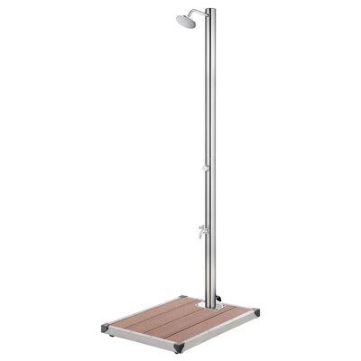 vidaXL Garden Shower with Brown Base 220 cm Stainless Steel