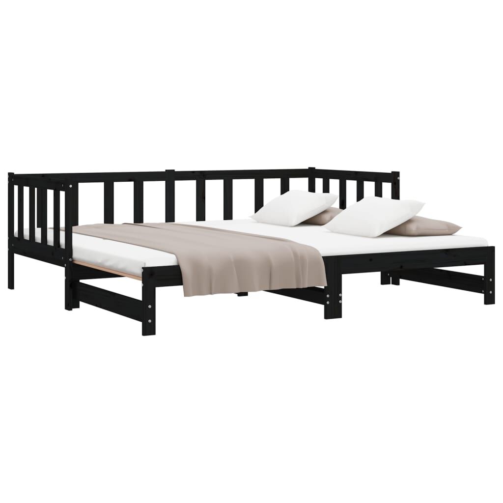 vidaXL Pull-out Day Bed without Mattress Black 2x(90x200)cm